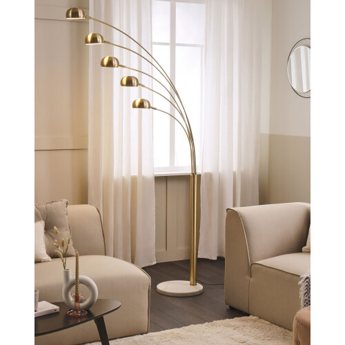 Beliani Floor Lamp FLINDERS Adjustable Metal Gold 1