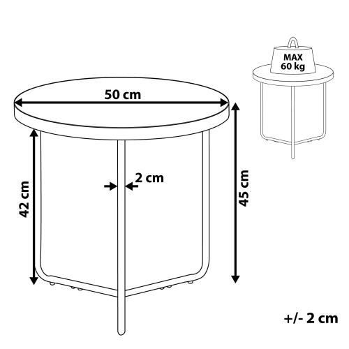 Beliani Side Table MELODY Light Brown 2