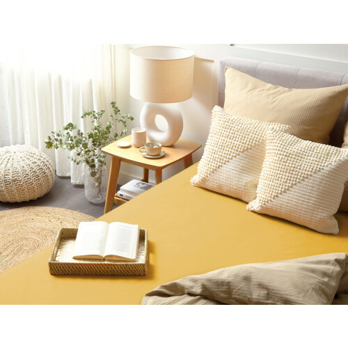 Beliani Fitted Sheet JANBU 90 x 200 cm Cotton Mustard 2