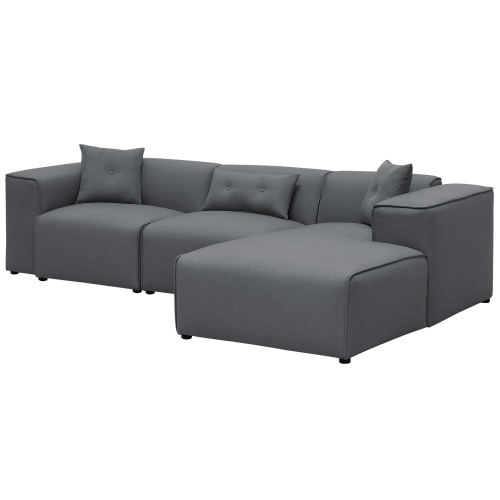 Beliani Corner Sofa 3 Seater DOLVA Fabric Dark Grey Left Hand 1