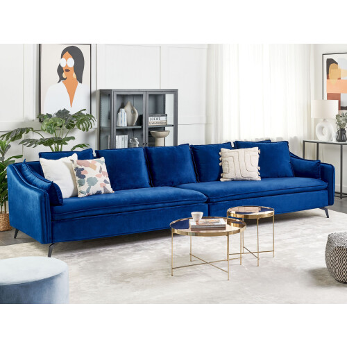 Beliani Sofa 4 Seater AURE Velvet Navy Blue 1