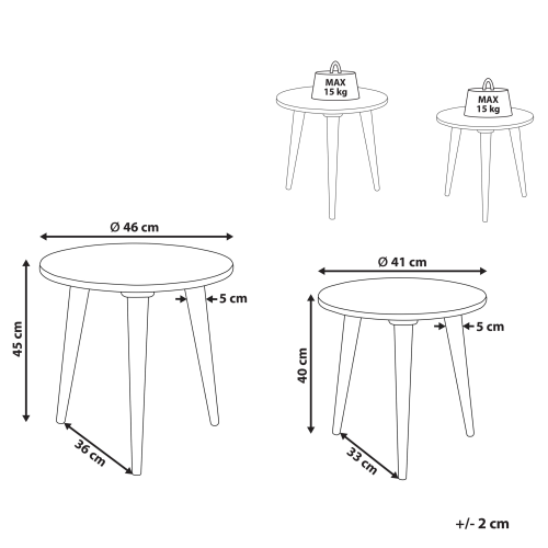 Beliani Set of 2 Side Tables NARRA Mango Wood Gold 1