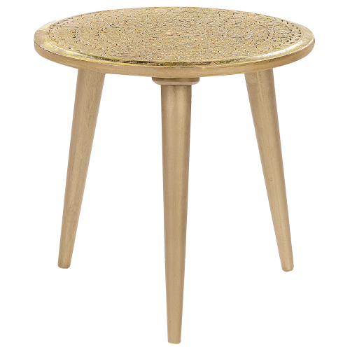 Beliani Set of 2 Side Tables NARRA Mango Wood Gold 2