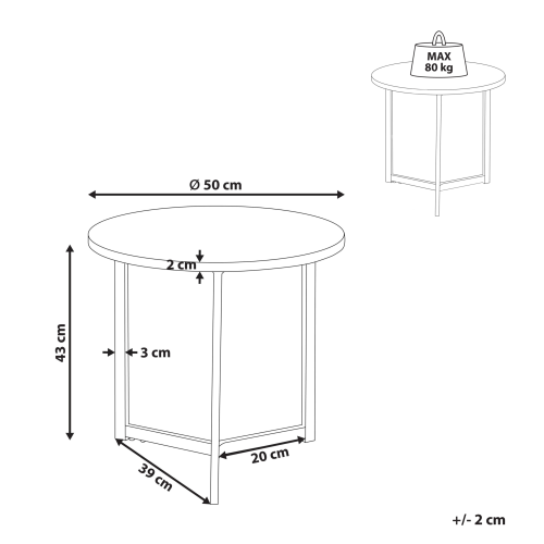Beliani Side Table TIPPO Dark Brown 2
