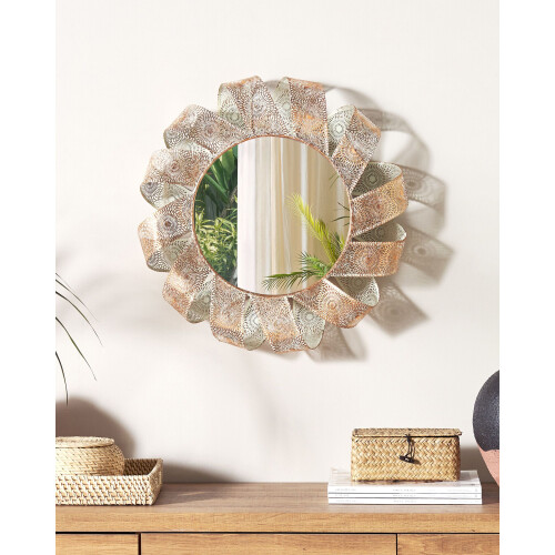 Beliani Wall Mirror MANGALORE 54 cm 54 cm Metal White 1