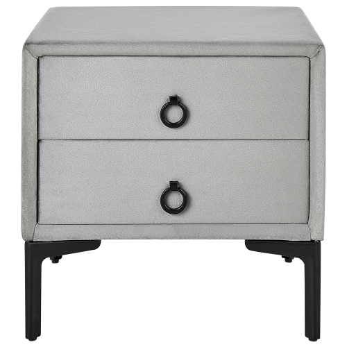Beliani 2 Drawer Bedside Table SEZANNE Velvet Light Grey 1