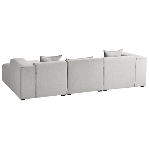 Beliani Corner Sofa 3 Seater DOLVA Fabric Light Grey Left Hand 2