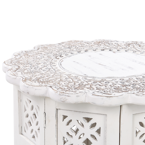 Beliani Side Table BADHI Mango Wood White 1