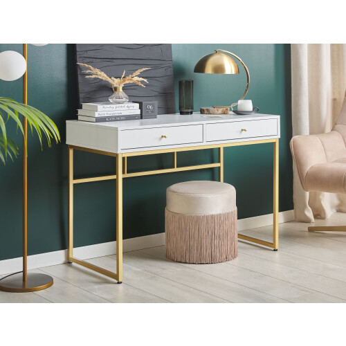 Beliani Console Table DAPHNE 100 cm 48 cm with Drawers White/ Gold 1