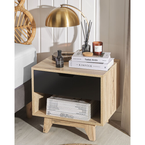 Beliani 1 Drawer Bedside Table SPENCER Black 1