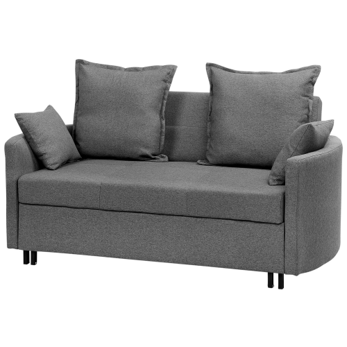 Beliani Sofa Bed 2 Seater HOVIN Fabric Grey 1