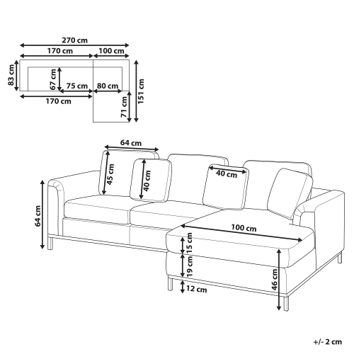 Beliani Corner Sofa 4 Seater OSLO Velvet Grey Left Hand 2