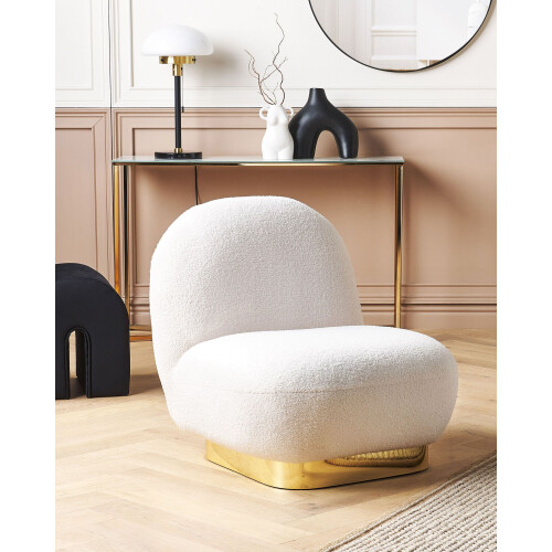 Beliani Armchair LOVIISA Boucle White 1