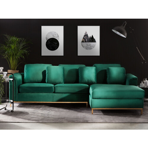 Beliani Corner Sofa OSLO Velvet Dark Green Left Hand 1