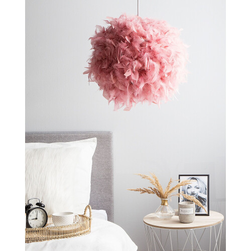 Beliani Pendant Lamp DRAVA Feathers Pink 1