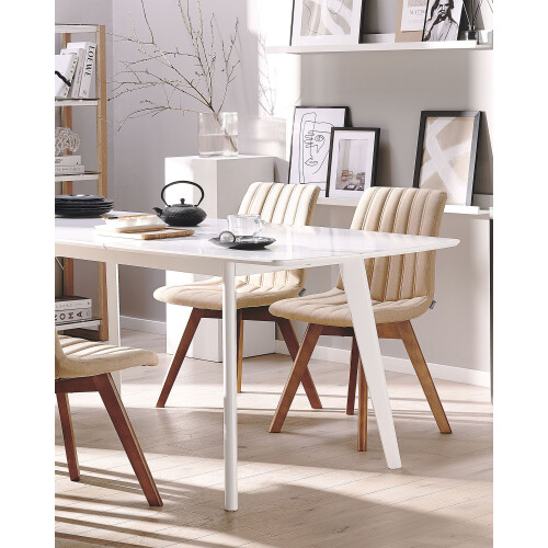 Beliani Set of 2 Dining Chairs CALGARY Fabric Beige 1