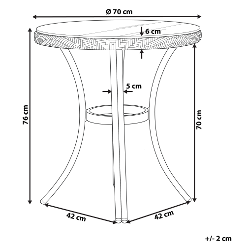 Beliani Bistro Table RIFREDDO 70 cm 70 cm Tempered Glass Black 2