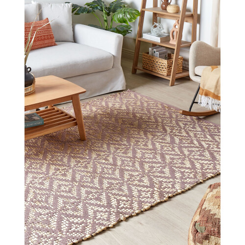 Beliani Rug GERZE Pink 160 x 230 cm Cotton 1