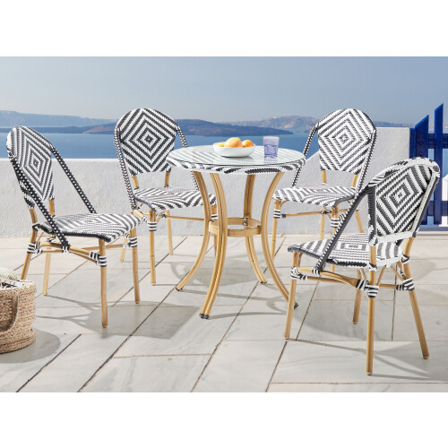 Beliani Bistro Table RIFREDDO 70 cm 70 cm Tempered Glass Black 1