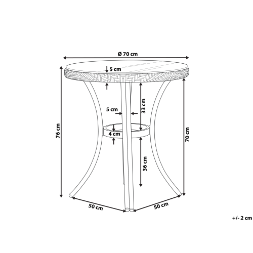 Beliani Bistro Table RIFREDDO 70 cm 70 cm Tempered Glass Blue 2