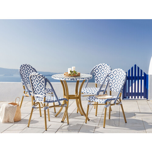 Beliani Bistro Table RIFREDDO 70 cm 70 cm Tempered Glass Blue 1