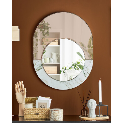 Beliani Wall Mirror RETY 50 cm 65 cm Stone Rose Gold 1