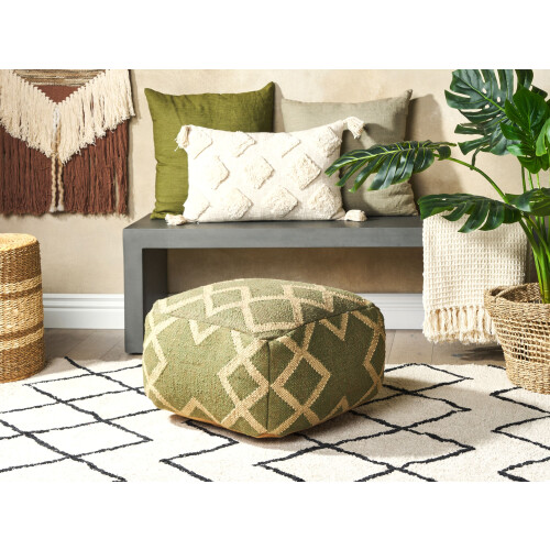 Beliani Pouffe GOPI Jute Green 1