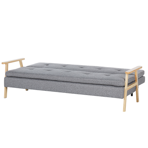 Beliani Sofa Bed 3 Seater TJORN Fabric Light Grey 2