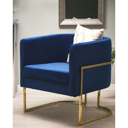 Beliani Armchair SIRKKA Velvet Dark Blue 1