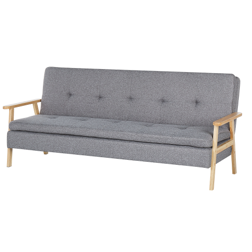 Beliani Sofa Bed 3 Seater TJORN Fabric Light Grey 1