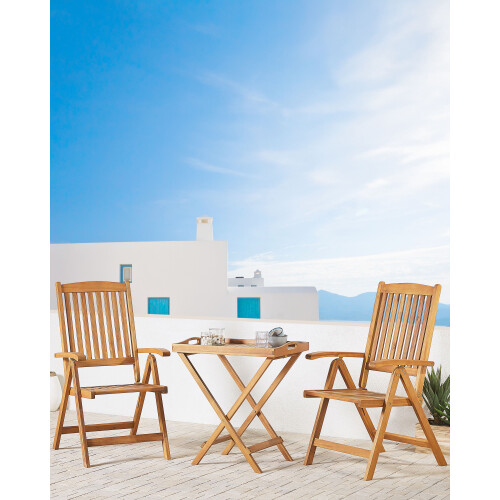 Beliani Set of 2 Garden Chairs JAVA Acacia Wood Light Brown 1