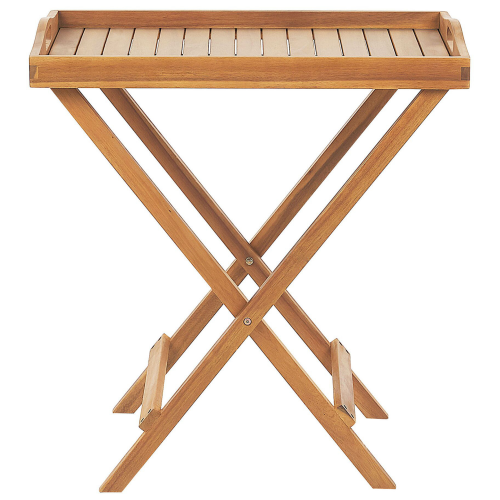 Beliani Garden Side Table JAVA Folding Acacia Wood Light Brown 1