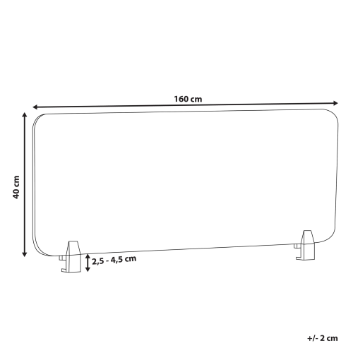 Beliani Desk Screen WALLY 160 x 40 cm Light Grey 2