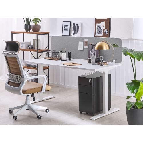 Beliani Desk Screen WALLY 160 x 40 cm Light Grey 1
