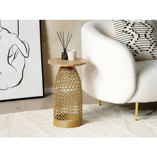 Beliani Side Table WAIHI Mango Wood Brown 1