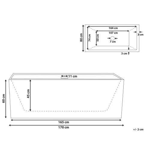 Beliani Freestanding Bathtub RIOS 1700 x 800 mm Red 2