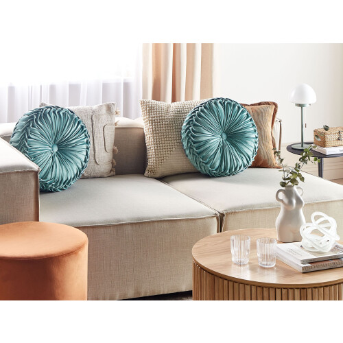 Beliani Throw Cushion UDALA 40 x 40 cm Velvet Teal Solid 1