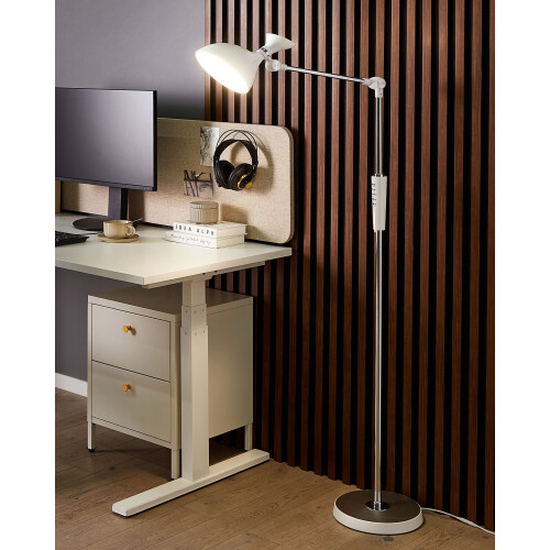 Beliani LED Floor Lamp ANDROMEDA with Dimmer Metal White 1