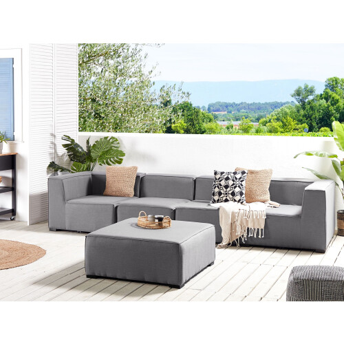 Beliani Garden Sofa with Ottoman 4 Seater AREZZO Modular Grey 1