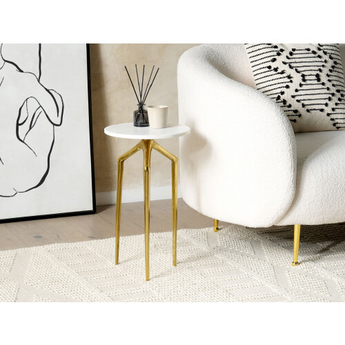 Beliani Side Table TILPA Marble White 1