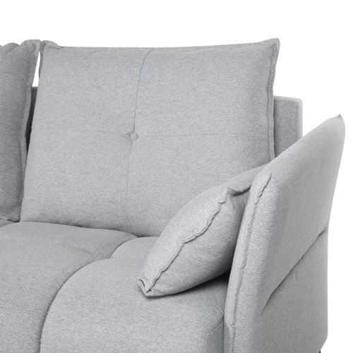 Beliani Corner Sofa 4 Seater TOMRA Fabric Light Grey Right Hand 1