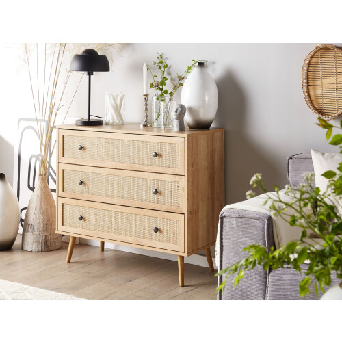 Beliani 3 Drawer Chest PONCA Light Brown 1