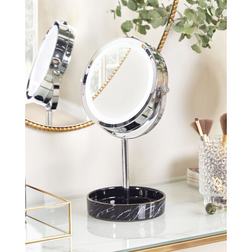 Beliani Makeup Mirror LED SAVOIE Black/ Silver 1