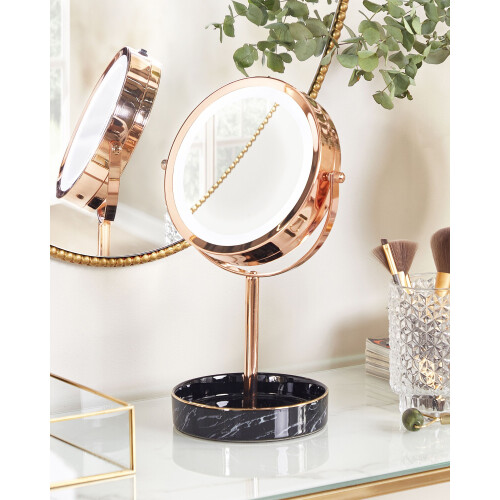 Beliani Makeup Mirror LED SAVOIE Rose Gold 1