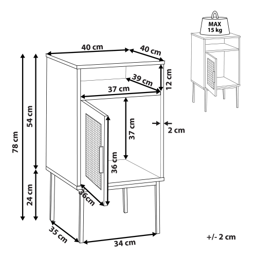 Beliani Bedside Table PASCO Light Brown 2
