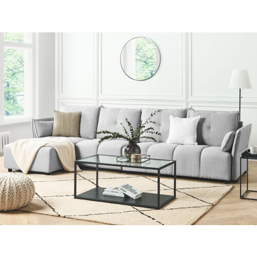 Beliani Corner Sofa 4 Seater TOMRA Fabric Light Grey Right Hand 1