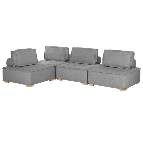 Beliani Modular Corner Sofa 4 Seater TIBRO Fabric Grey Right Hand 1