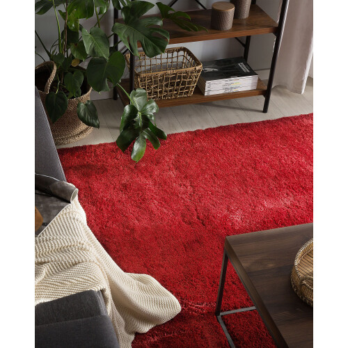 Beliani Shaggy Rug EVREN Red 160 x 230 cm 1