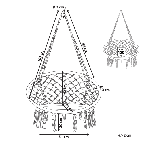 Beliani Hanging Chair GABELLA Cotton White 2