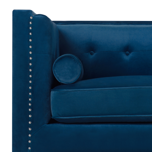 Beliani Sofa 3 Seater AVALDSENES Velvet Navy Blue 1